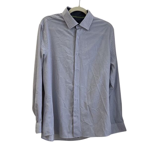 Tom Baine Performance Slim Fit Shirt Mens L Blue Button Up Wrinkle Free Stretch - Picture 1 of 5